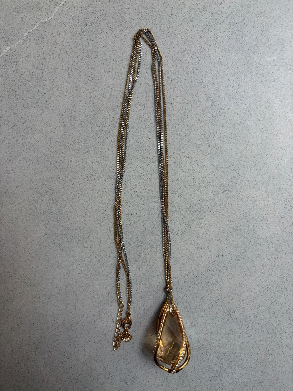 Swarovski Gold-Tone Teardrop Necklace with Clear Crystal - Picture 3 of 3